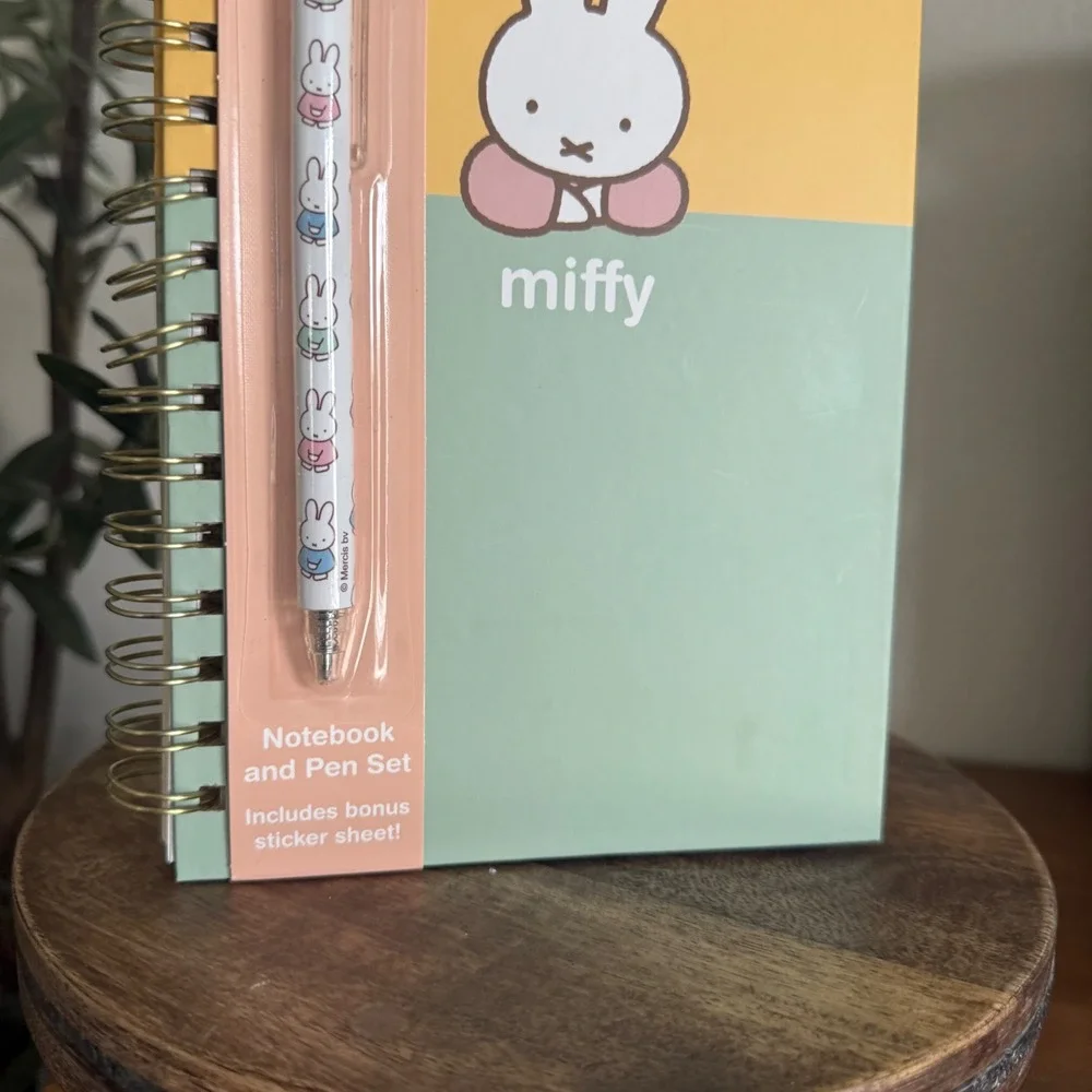 Miffy Pastel Spiral Notebook w STICKERS & Pen Set Orange Circle Studio MY019 New